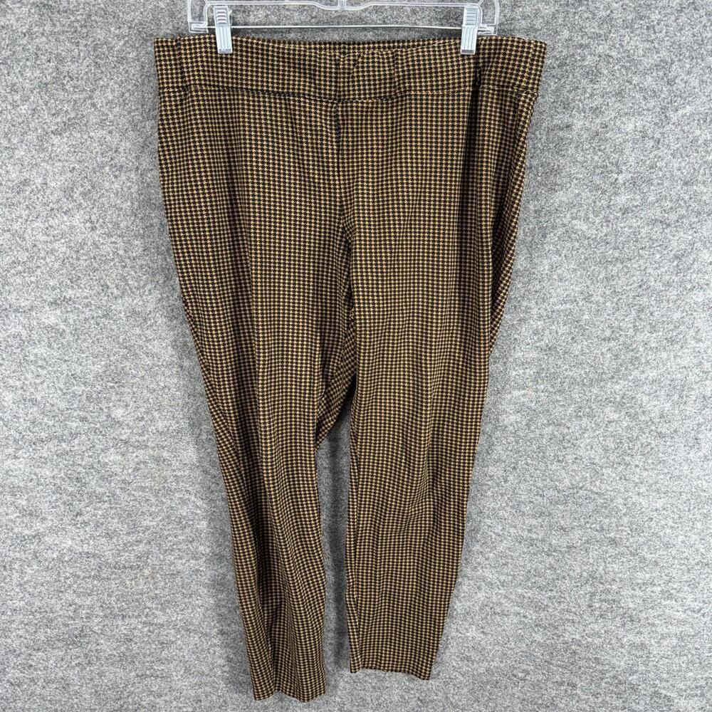 Old Navy Pants Women M Medium Brown Plaid High Rise Flat Front Skinny Stevie